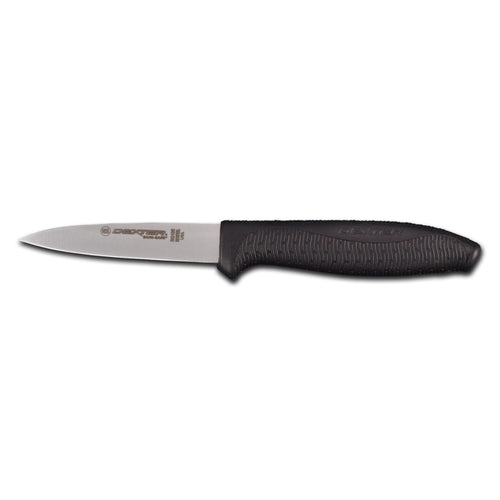 Dexter Russell SG105B-PCP 3 1/2" Paring Knife W/ Soft Black Rubber Handle, Carbon Steel-cityfoodequipment.com