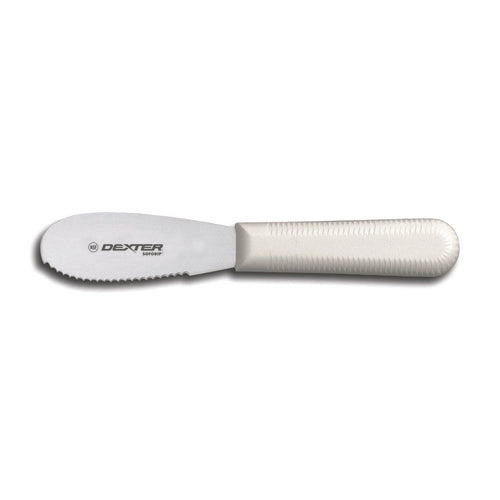 Dexter Russell SG173SC-PCP 3 1/4" Sandwich Spreader W/ Soft White Rubber Handle, Carbon Steel-cityfoodequipment.com