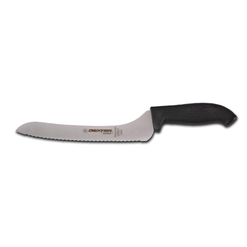 Dexter Russell SG163-9SCB-PCP 9" Sandwich Knife W/ Soft Black Rubber Handle, Carbon Steel-cityfoodequipment.com