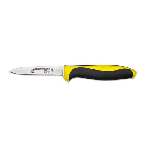 Dexter Russell S360312YPCP 3 1/2" Paring Knife W/ Spear Point & Straight Edge, Carbon Steel-cityfoodequipment.com