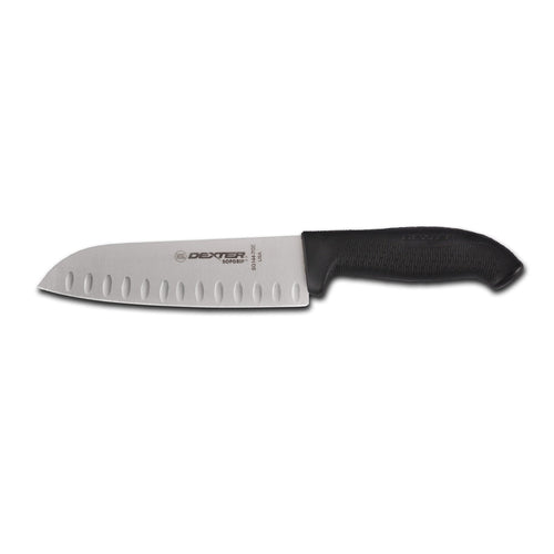 Dexter Russell SG144-7GEB-PCP 7" Santoku Knife W/ High Carbon Steel Blade & Black Rubber Handle-cityfoodequipment.com