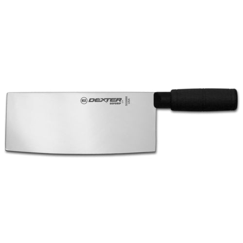 Dexter Russell SG5888B-PCP 8" Chinese Chef's/cook's Knife W/ Black Rubber Handle, High Carbon Steel-cityfoodequipment.com