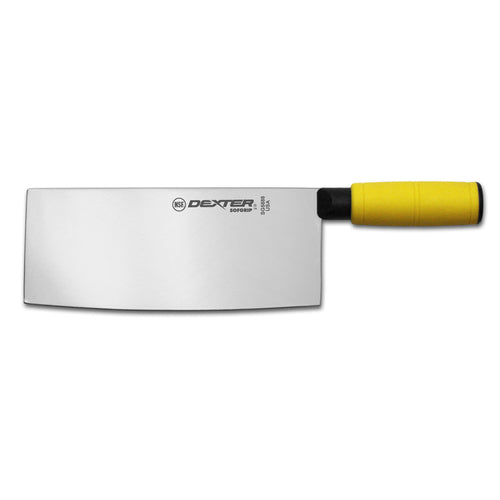 Dexter Russell SG5888Y-PCP 8" Chinese Chef's/cook's Knife W/ Yellow Rubber Handle, High Carbon Steel-cityfoodequipment.com