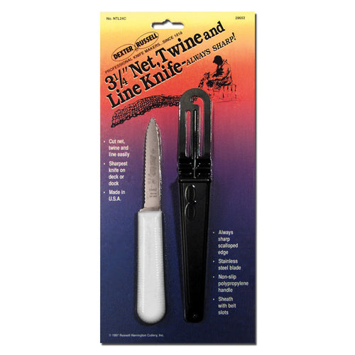 Dexter Russell NTL24C SANI-SAFE® 3 1/4" Net Twine Line Knife W/ Polypropylene White Handle, Carbon Steel-cityfoodequipment.com