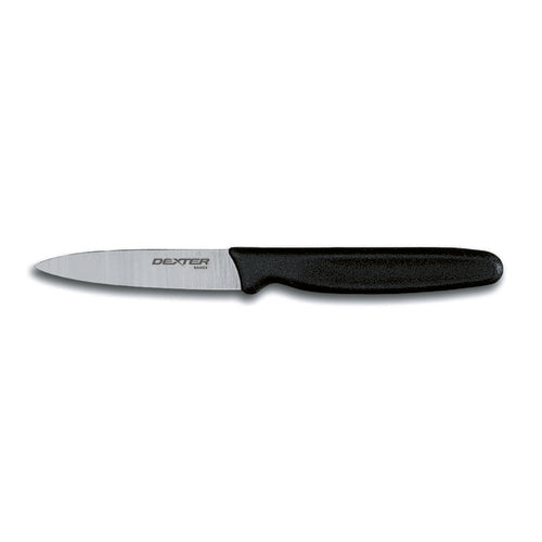Dexter Russell P40843 3 1/4" Paring Knife W/ Polypropylene Black Handle, Carbon Steel-cityfoodequipment.com