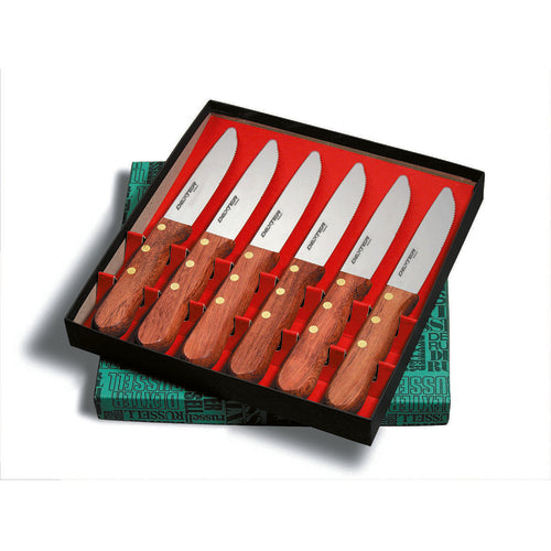 Dexter Russell P46005-6P 4 3/4" Steak Knife Set W/ Rosewood Handle, Carbon Steel-cityfoodequipment.com
