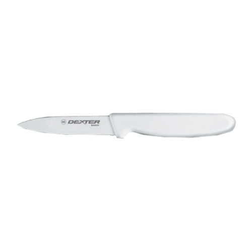 Dexter Russell P94843 3 1/8" Paring Knife W/ Polypropylene White Handle, Carbon Steel-cityfoodequipment.com