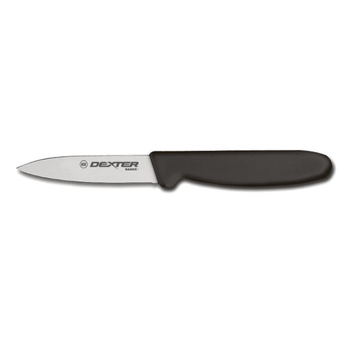 Dexter Russell P94843B 3 1/8" Paring Knife W/ Polypropylene Black Handle, Carbon Steel-cityfoodequipment.com