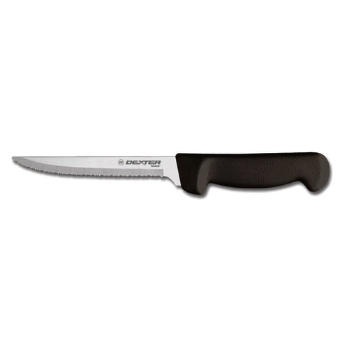 Dexter Russell P94848B 8" Utility Knife W/ Polypropylene Black Handle, Carbon Steel-cityfoodequipment.com