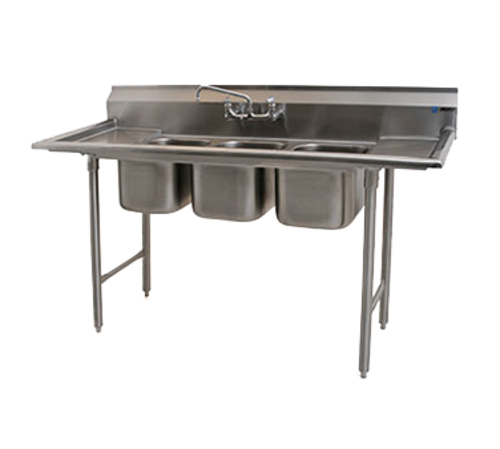 Eagle Group 312-12-3-12 66" 3 Compartment Sink W/ 12"L X 20"W Bowl, 12" Deep-cityfoodequipment.com
