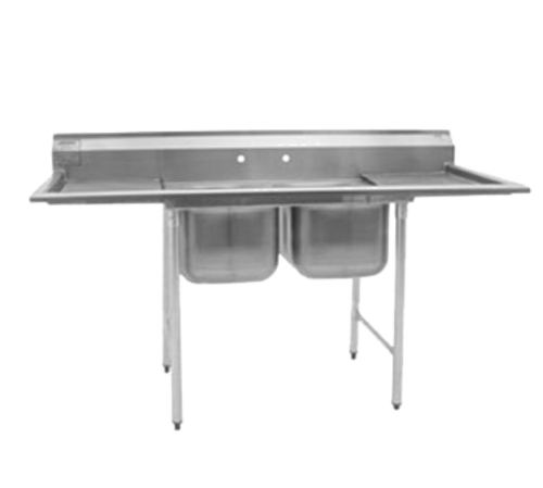 Eagle Group 314-16-2-18 72 1/4" 2 Compartment Sink W/ 16"L X 20"W Bowl, 13 1/2" Deep-cityfoodequipment.com