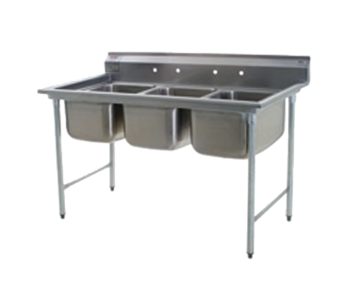 Eagle Group 414-16-3 58 3/4" 3 Compartment Sink w/ 16"L x 20"W Bowl, 13 1/2" Deep-cityfoodequipment.com