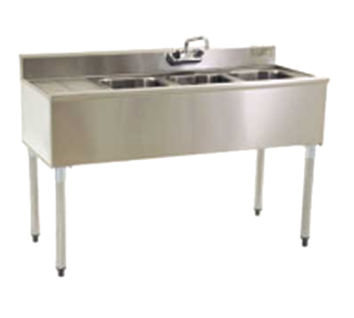 Eagle Group B4L-18 48" Underbar Sink Unit w/ (3) Compartments, 12" Left Drainboard-cityfoodequipment.com