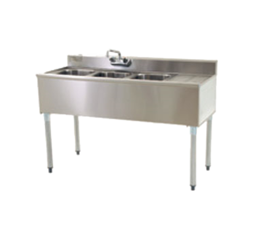 Eagle Group B4R-18 48" Underbar Sink Unit w/ (3) Compartments, 12" Right Drainboard-cityfoodequipment.com