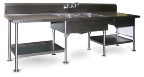 Eagle Group SMPT30108 108" Prep Table Sink Unit - (2) Sinks, Splash Mount Faucet-cityfoodequipment.com