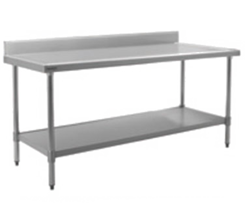Eagle Group T3096SEM-BS 96" 14 ga Work Table w/ Undershelf & 300 Series Stainless Top, 4 1/2" Backsplash-cityfoodequipment.com