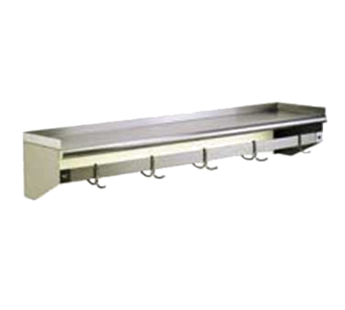 Eagle Group WSP1248 Solid Wall Mounted Overshelf w/ Pot Rack, 48"W x 12"D, Stainless-cityfoodequipment.com