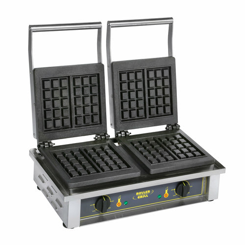 Equipex GED10 Double Brussels Waffle Maker w/ Cast Iron Grids, 3300W-cityfoodequipment.com