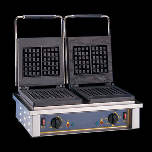 Equipex GED20 Double Liege Waffle Maker w/ Cast Iron Grids, 3300W-cityfoodequipment.com
