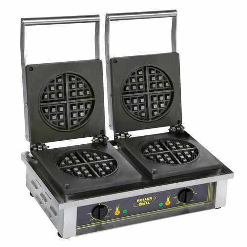 Equipex GED75 Double Classic Belgian Waffle Maker w/ Cast Iron Grids, 3300W-cityfoodequipment.com