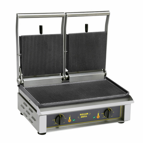 Equipex MAJESTIC Double Commercial Panini Press w/ Cast Iron Grooved Plates, 208-240v/1ph-cityfoodequipment.com