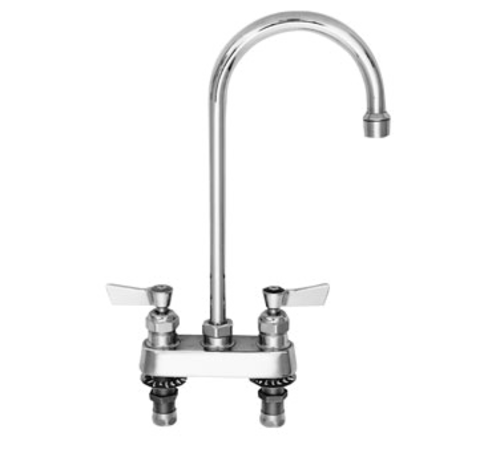 Fisher 53872 Deck Mount Faucet w/ 6" Gooseneck Spout - 1/2" Male Inlets, Stainless Steel-cityfoodequipment.com