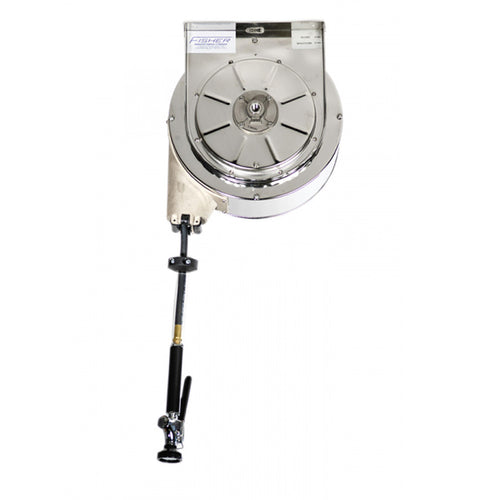 Fisher 75222 Ceiling Mount Covered Hose Reel w/ 30 ft Hose - Stainless Steel-cityfoodequipment.com