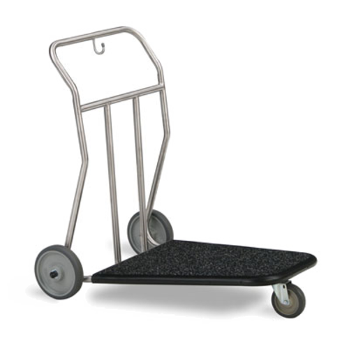 Forbes Industries Self Serve Luggage Cart w/ Utility Hook & Vinyl Bumper - 37"L x 28"W x 37"H, Brushed Steel (1575-SS)-cityfoodequipment.com