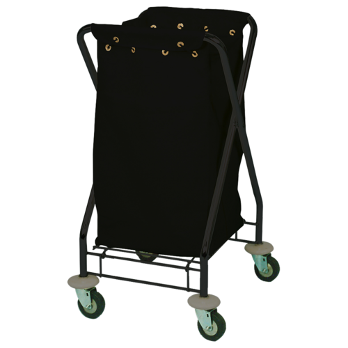 Forbes Industries Folding Laundry Cart w/ (4) Bushel Capacity - Black Canvas Bag, Steel Frame (1128)-cityfoodequipment.com