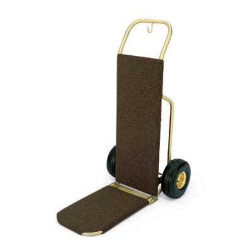 Forbes Industries Bellman's Handtruck w/ 23 1/2" Fold Up Dropnose & Wrap Around Carpet - Brushed Brass (1555-CK)-cityfoodequipment.com