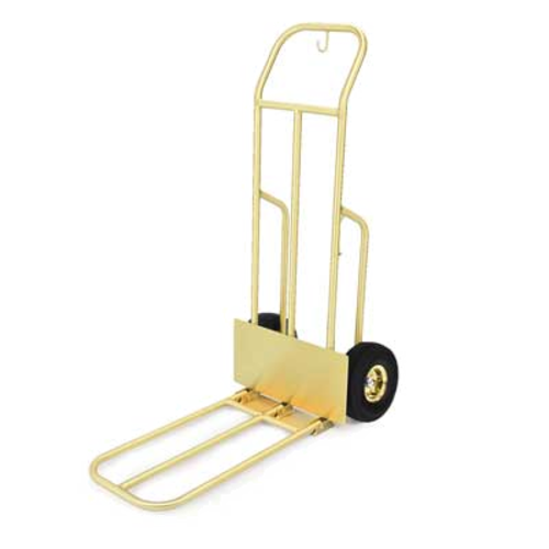 Forbes Industries Bellman's Handtruck w/ 29" Fold Up Dropnose - Brushed Brass (1566)-cityfoodequipment.com