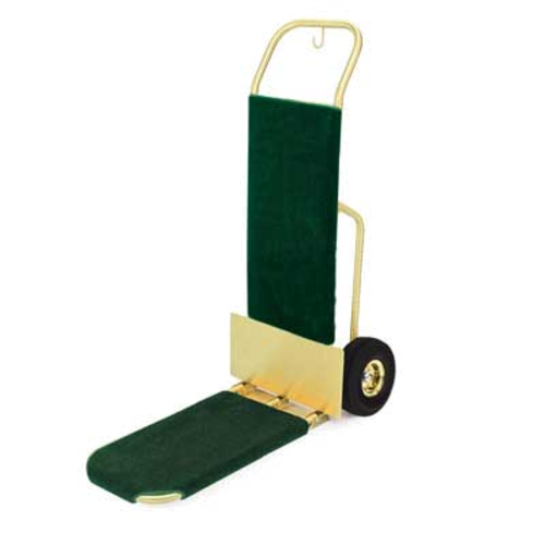 Forbes Industries Bellman's Handtruck w/ 29" Fold Up Dropnose & Wrap Around Carpet - Brushed Brass (1566-CK)-cityfoodequipment.com