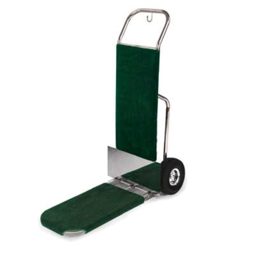 Forbes Industries Bellman's Handtruck w/ 29" Fold Up Dropnose & Wrap Around Carpet - Polished Steel (1566-CK-PS)-cityfoodequipment.com