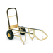 Forbes Industries Bellman's Handtruck w/ 23 1/2" Fold Up Dropnose & Brown Vinyl Bumpers - Brushed Brass (1570-B)-cityfoodequipment.com