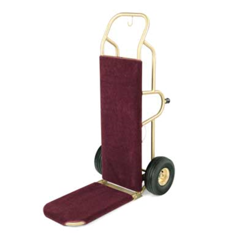 Forbes Industries Bellman's Handtruck w/ 23 1/2" Fold Up Dropnose & Wrap Around Carpet - Polished Steel (1570-CK-PS)-cityfoodequipment.com