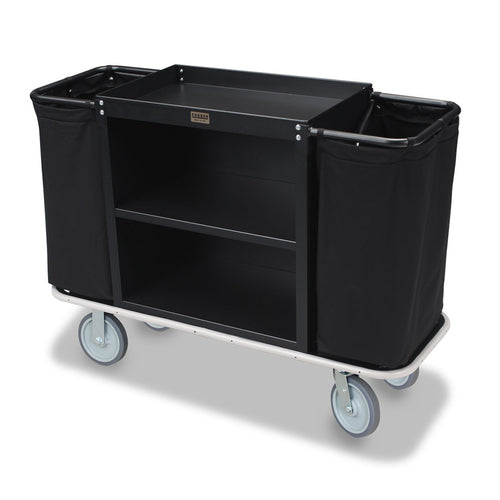 Forbes Industries Housekeeping Cart w/ (2) Shelves & (3) Bag Style - 30"W x 19"D x 30"H, Steel, Black (2101)-cityfoodequipment.com