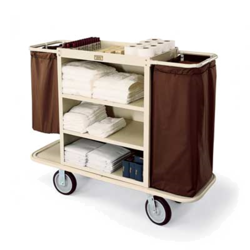 Forbes Industries Housekeeping Cart w/ (3) Shelves & (2) Bag Handles - 30"L x 19"W x 36"H, Steel (2104)-cityfoodequipment.com