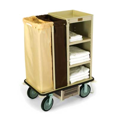 Forbes Industries Housekeeping Cart w/ (3) Shelves & Double Bag Handle - 18"L x 18"W x 36"H, Steel (2141)-cityfoodequipment.com