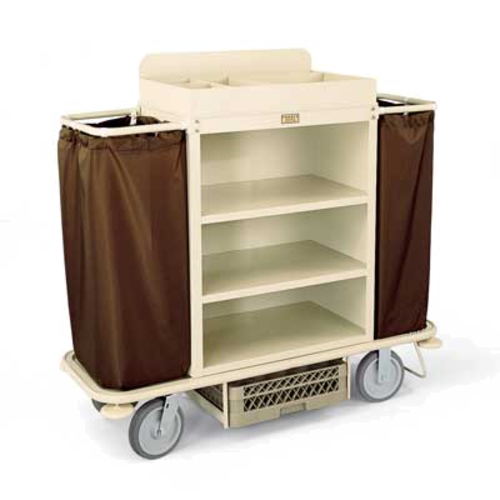 Forbes Industries Housekeeping Cart w/ (3) Shelves & (2) Bag Handles - 30"L x 19"W x 36"H, Steel (2148)-cityfoodequipment.com