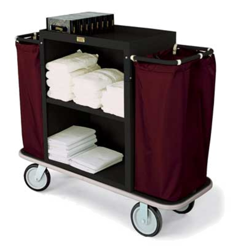 Forbes Industries Housekeeping Cart w/ (2) Shelves & (2) Bags - 30"L x 19"W x 36"H, Plastic (2192-36)-cityfoodequipment.com