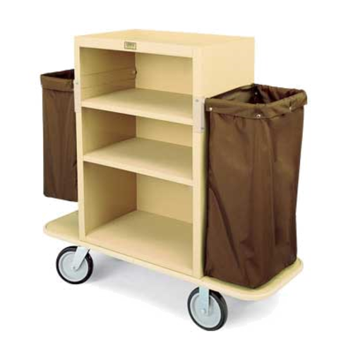 Forbes Industries Housekeeping Cart w/ (3) Shelves & (2) Bags - 30"L x 19"W x 42"H, Plastic (2193-42)-cityfoodequipment.com