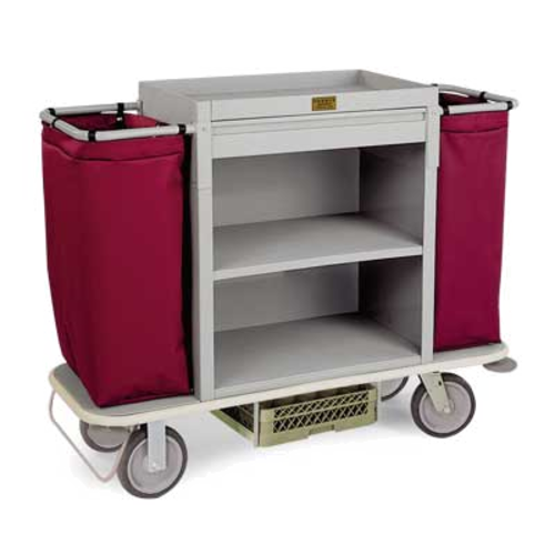 Forbes Industries Housekeeping Cart w/ (2) Shelves & (2) Bags - 30"L x 19"W x 33"H, Plastic (2200-33)-cityfoodequipment.com