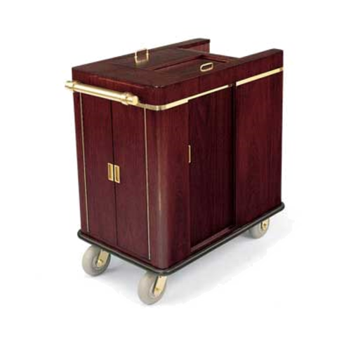 Forbes Industries Enclosed Housekeeping Cart w/ Vacuum Compartment - 36"L x 23"W x 37"H, Wood Veneer (2244)-cityfoodequipment.com