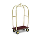 Forbes Industries Birdcage Luggage Cart w/ (2) Push Bars & Carpeted Deck - 43"L x 24"W x 78"H, Polished Brass (2425)-cityfoodequipment.com
