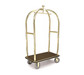 Forbes Industries Birdcage Luggage Cart w/ (2) Push Bars & Carpeted Deck - 43"L x 24"W x 78"H, Polished Brass (2426)-cityfoodequipment.com