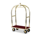 Forbes Industries Birdcage Luggage Cart w/ (2) Push Bars & Carpeted Deck - 24"L x 48"W x 78"H, Polished Brass (2428)-cityfoodequipment.com