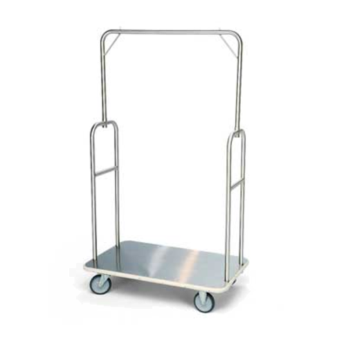Forbes Industries Luggage Cart w/ Steel Deck - 37"L x 21"W x 61 1/2"H, Brushed Steel (2432)-cityfoodequipment.com