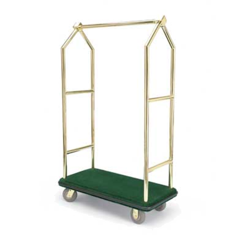 Forbes Industries Luggage Cart w/ Carpeted Deck - 43 1/2"L x 22"W x 69 1/2"H, Polished Brass (2443)-cityfoodequipment.com