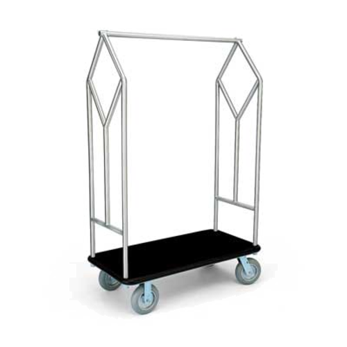 Forbes Industries Luggage Cart w/ Carpeted Deck - 44"L x 23"W x 71 1/4"H, Brushed Steel (2484)-cityfoodequipment.com