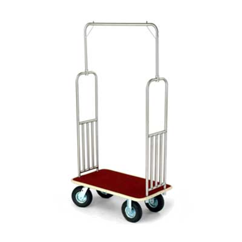Forbes Industries Luggage Cart w/ Carpeted Deck - 37"L x 21"W x 71"H, Brushed Steel (2487)-cityfoodequipment.com